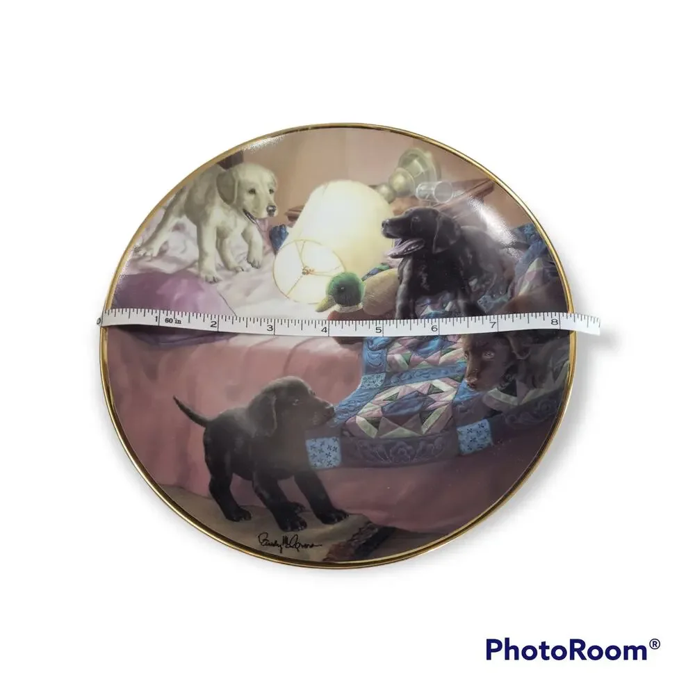 Franklin Mint SLUMBER PARTY Labrador Puppies Collector Plate by Randy McGovern